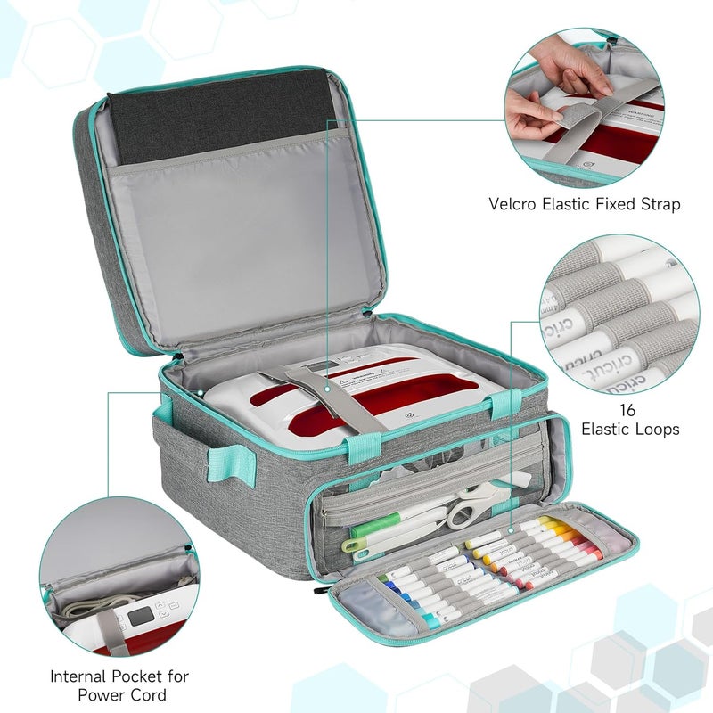LEFORZ Carrying Case Compatible with Cricut EasyPress 2/Cricut EasyPress3 (9"x9",10"x10",12"x10"),Double-Layer Heat Press Machine Storage Bag Fits for Htvront(10"x10"),Tools and Accessories,Easy Press Mat - Image 5